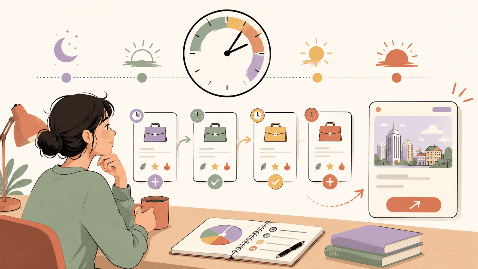 Editorial illustration for Best Time of Day to Apply for Jobs Online