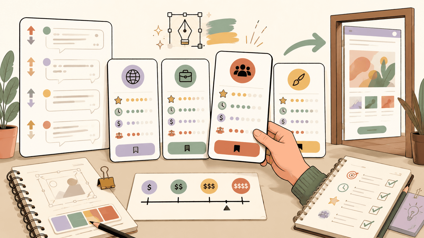 Editorial illustration for Best Upwork Alternatives for Graphic Design Projects