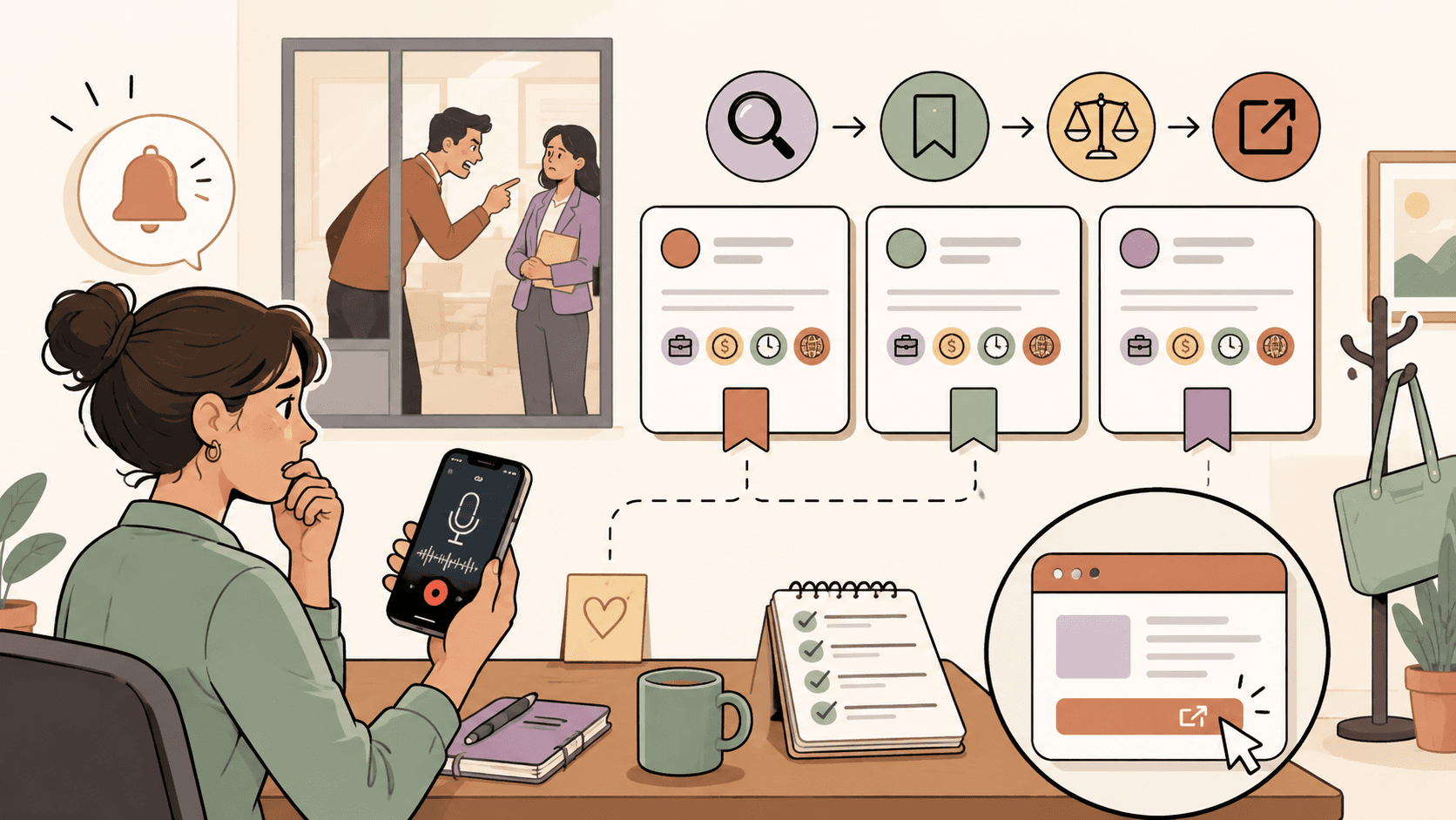 Editorial illustration for Can You Get Fired for Recording Your Manager at Work? What to Do If HR Finds Out