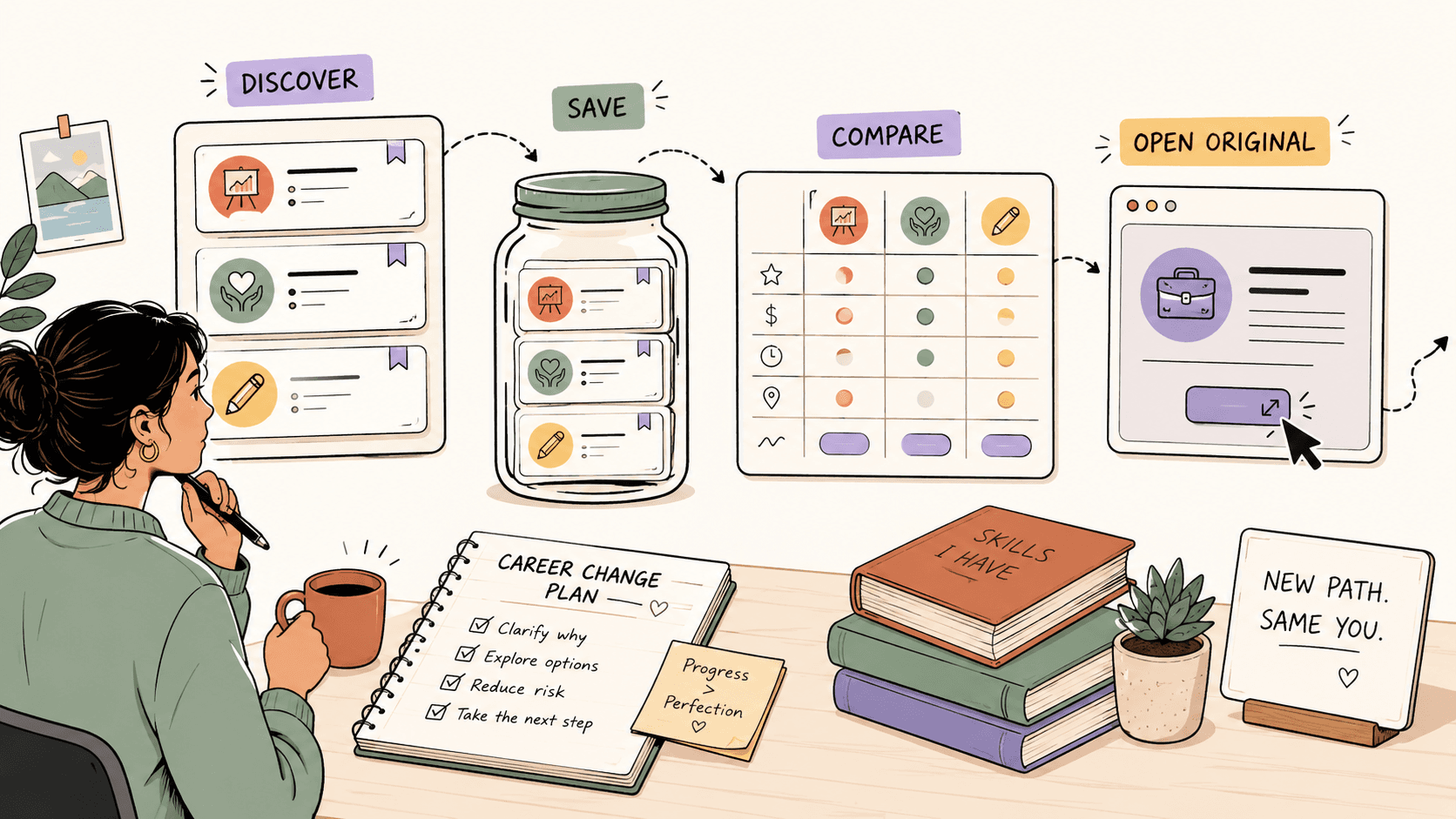 Editorial illustration for Career Changes Are Not Easy in the U.S. Here Is How to Make One Less Risky