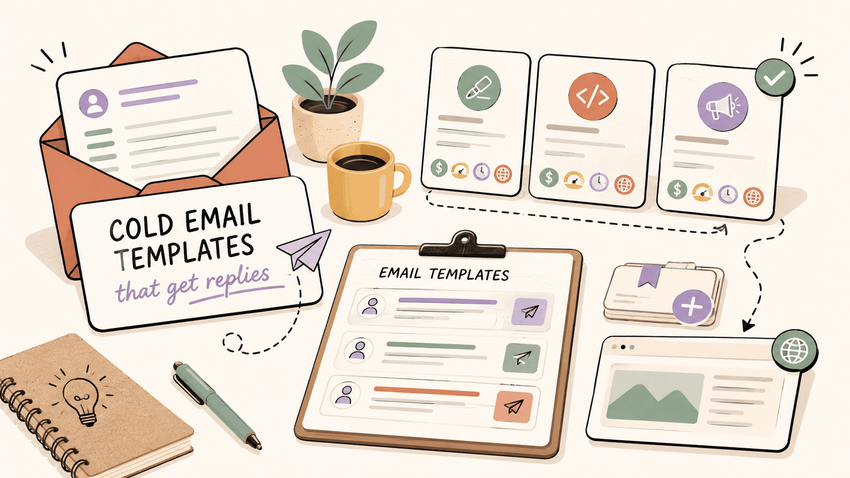 Editorial illustration for Cold Email Templates for Freelance Client Outreach That Get Replies