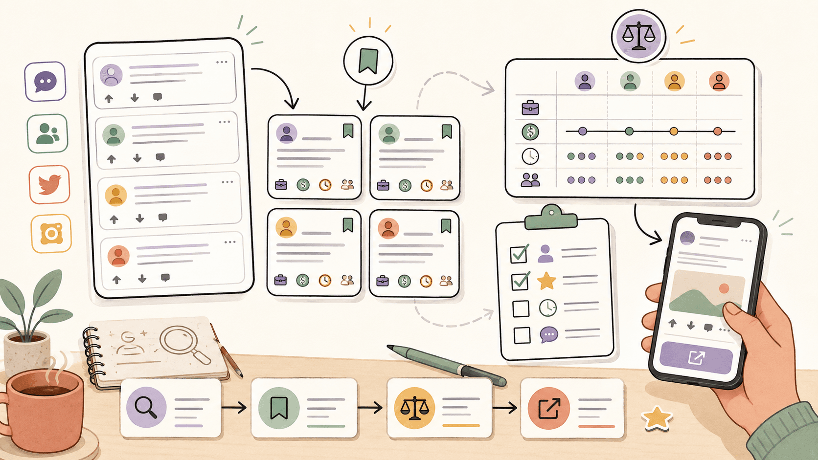 Editorial illustration for How to Compare Freelance Clients from Social Platforms