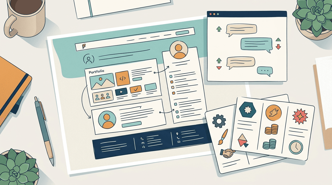 Editorial illustration for Digital Marketing Freelancer Website: What Yours Needs to Win Clients