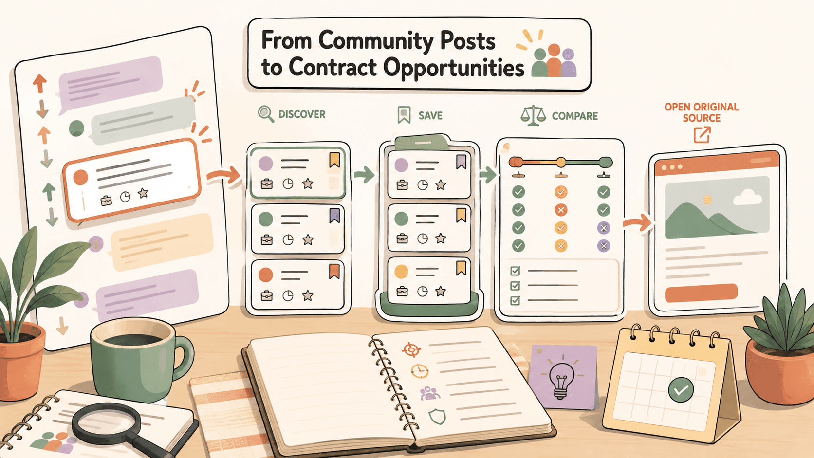 Editorial illustration for How to Discover Contract Opportunities from Community Posts