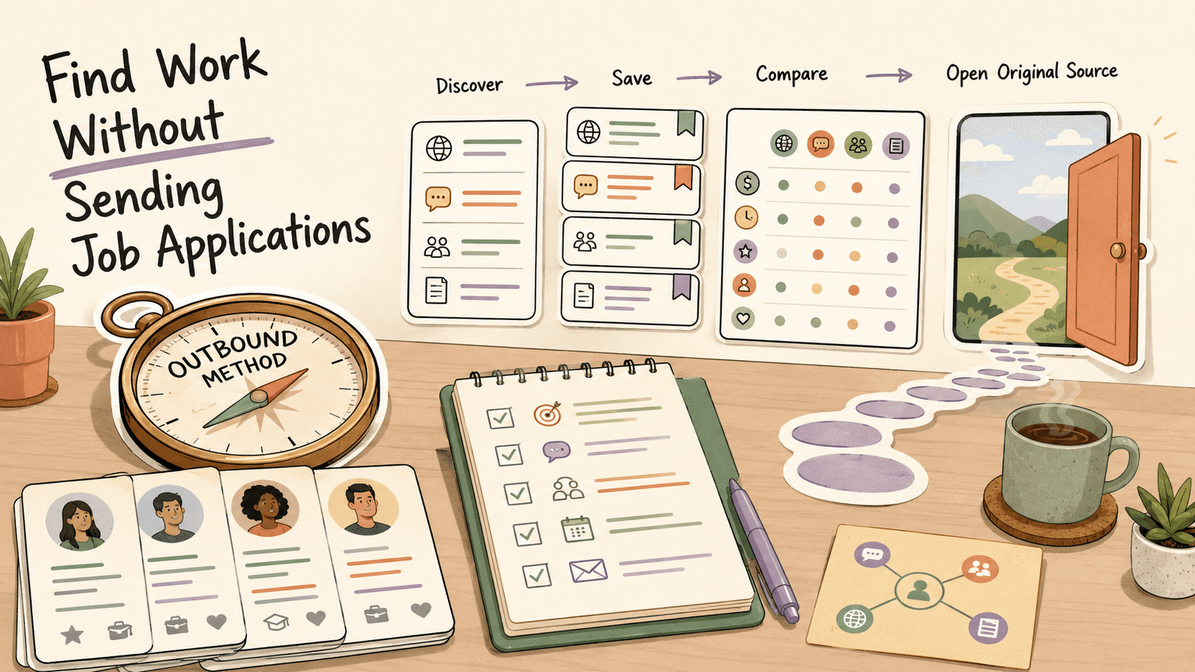 Editorial illustration for How to Find Work Without Sending Job Applications
