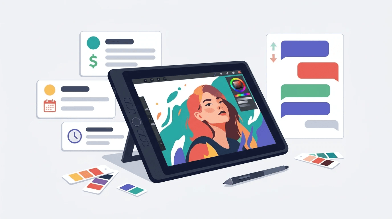 Editorial illustration for Freelance Platforms for Artists: Where to Find Paid Art Work Online