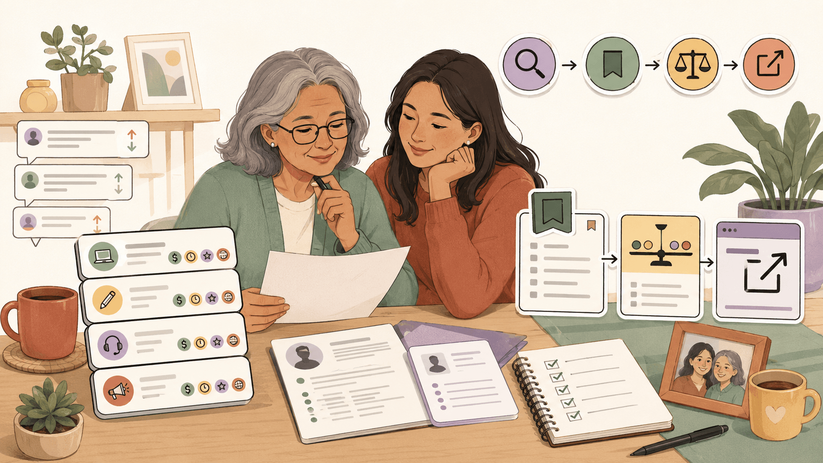Editorial illustration for How to Help Your Older Parent Find a Job After a Long-Term Layoff