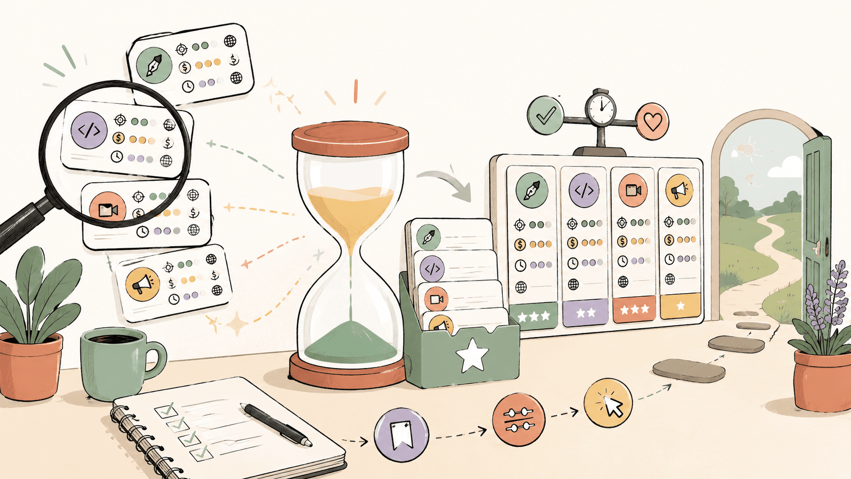 Editorial illustration for How to Discover Freelance Work in Less Time
