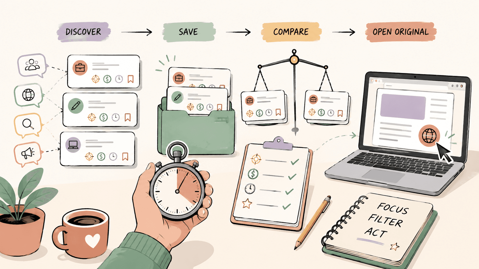 Editorial illustration for How to Discover Paid Projects Without Wasting Time