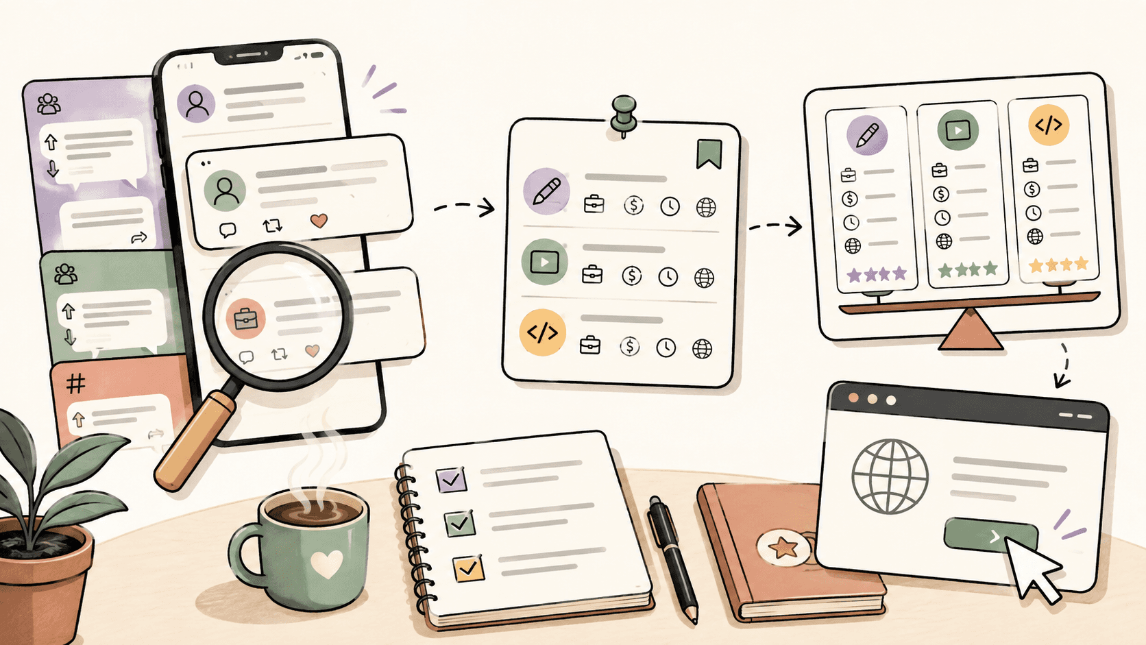 Editorial illustration for How to Discover Side Gigs from Social Platforms