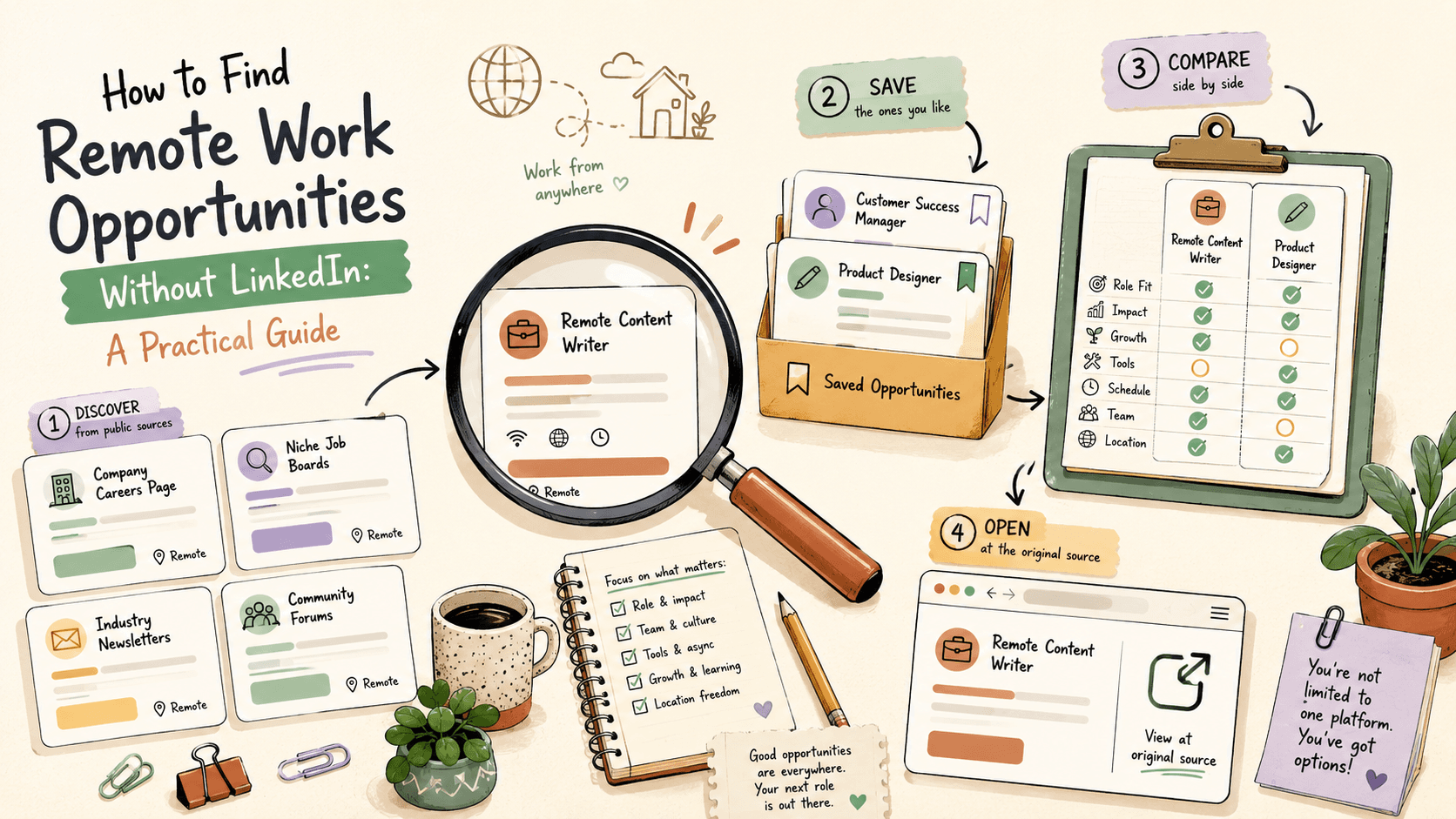 Editorial illustration for How to Find Remote Work Opportunities Without LinkedIn: A Practical Guide