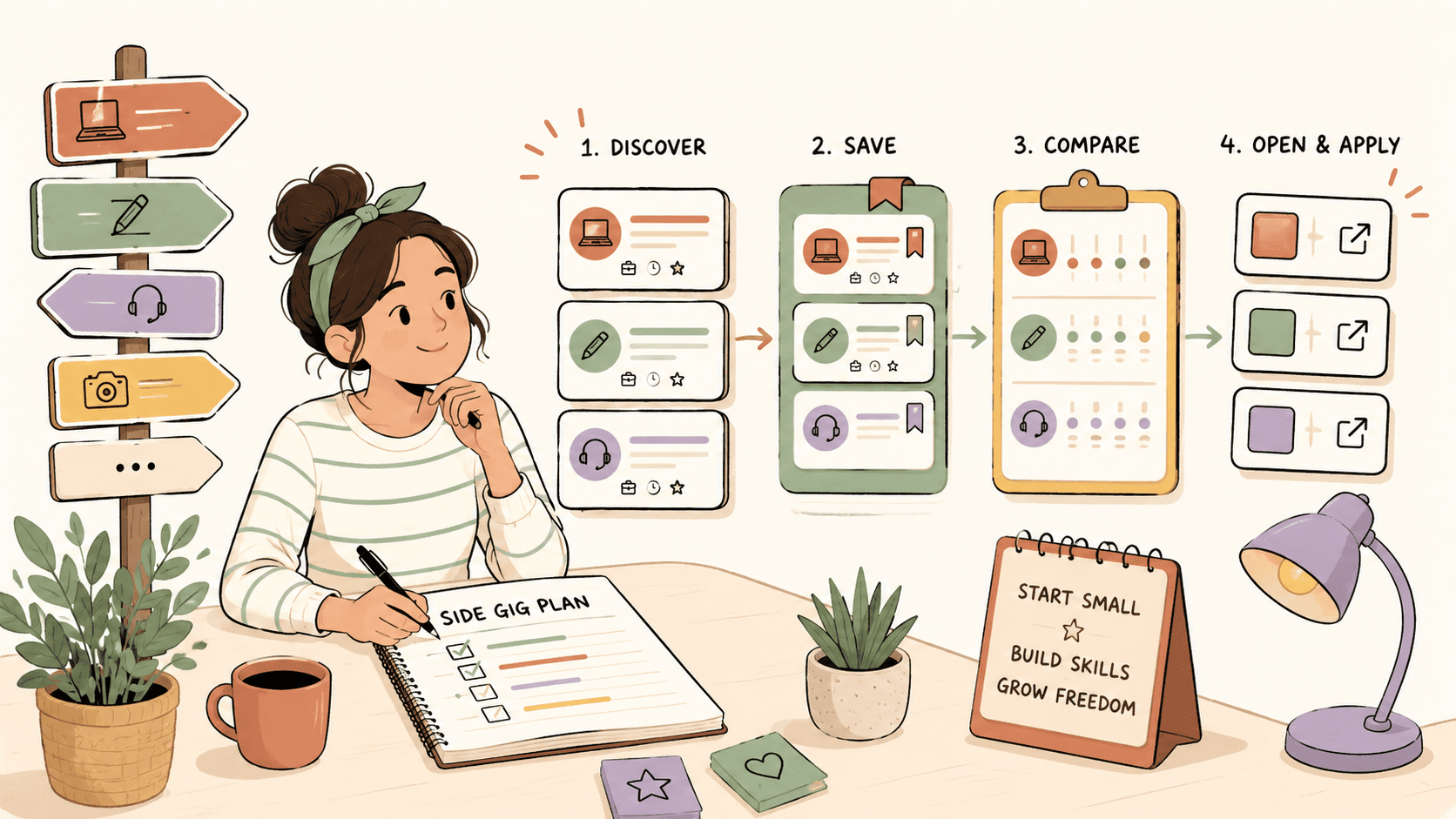 Editorial illustration for How to Find Side Gigs as a Beginner