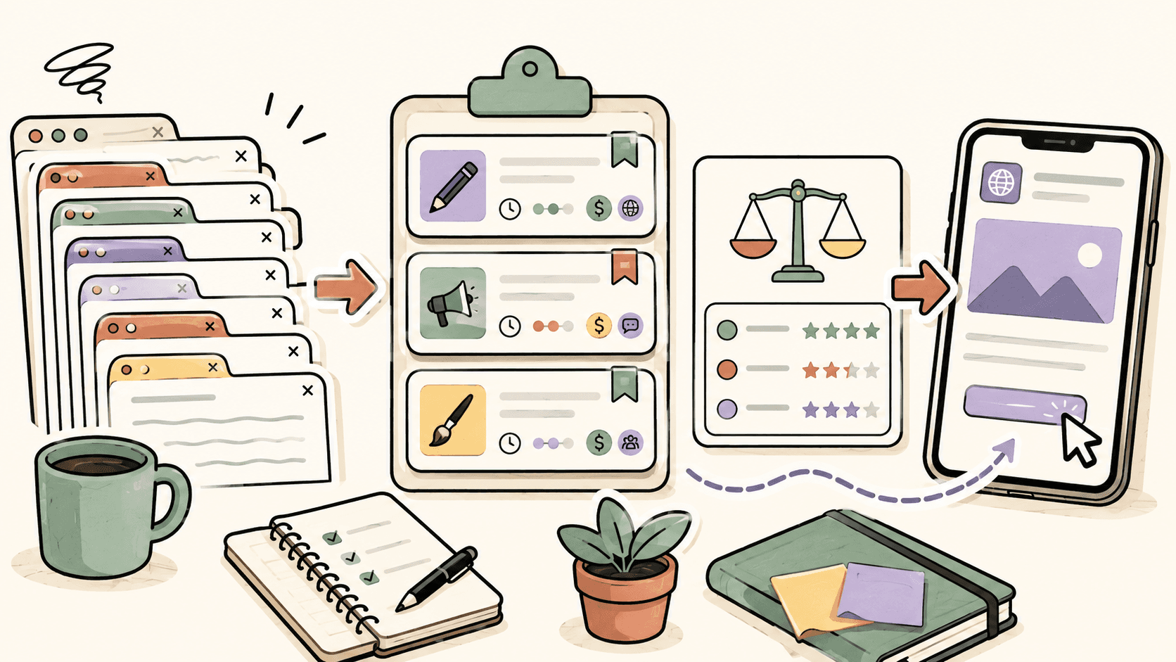 Editorial illustration for How to Find Side Gigs Without Opening Dozens of Tabs