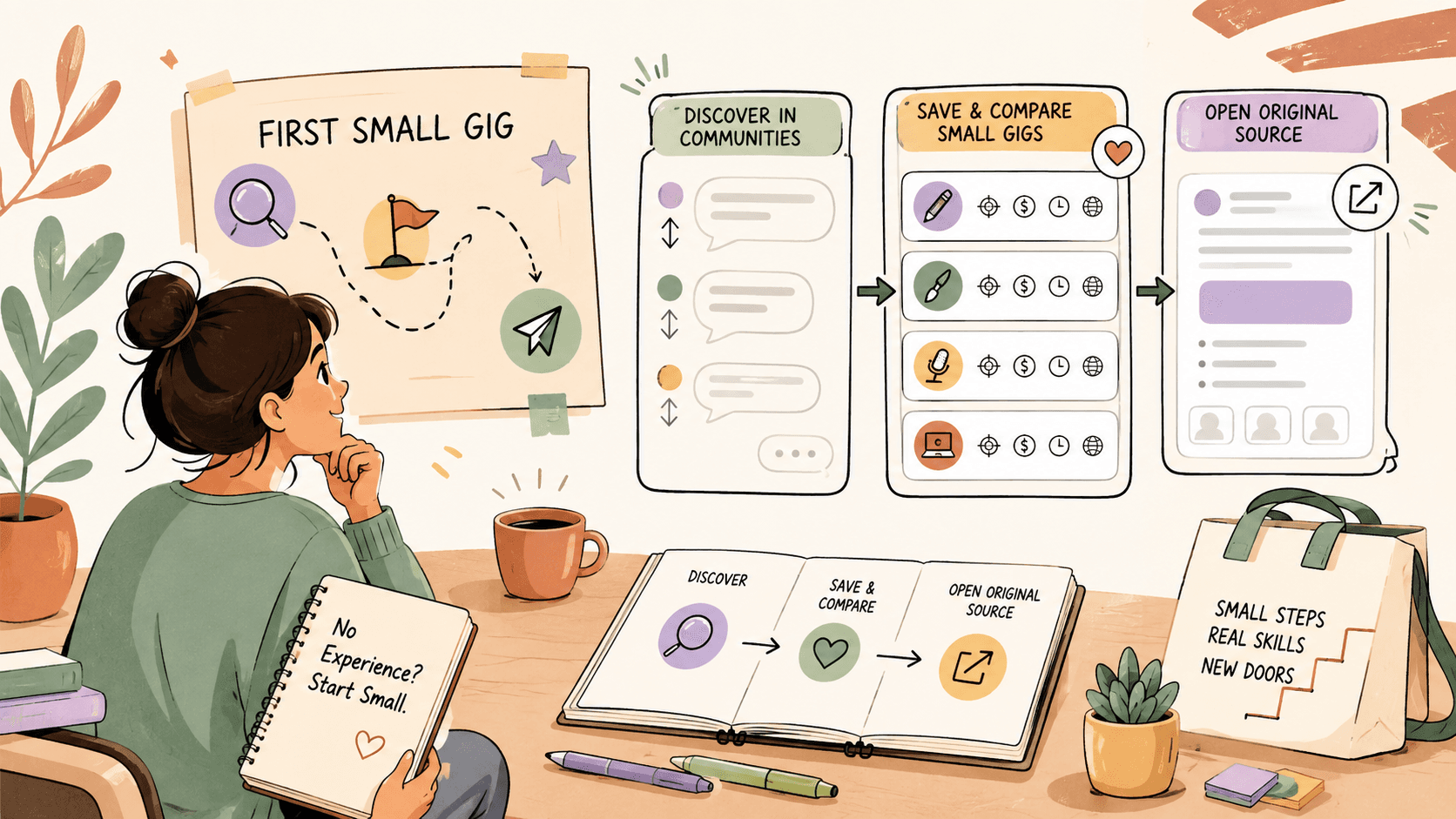 Editorial illustration for How to Find Small Gigs with No Experience: Beginner Platforms, Searches, and Reply Templates