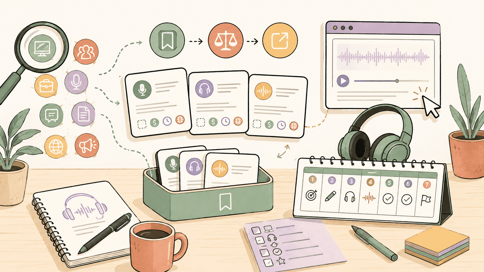 Editorial illustration for How to Find Transcription Work Online as a Beginner: 8 Legit Sources and a 7-Day Plan
