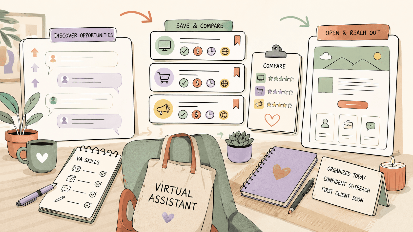 Editorial illustration for How to Get Your First Virtual Assistant Clients