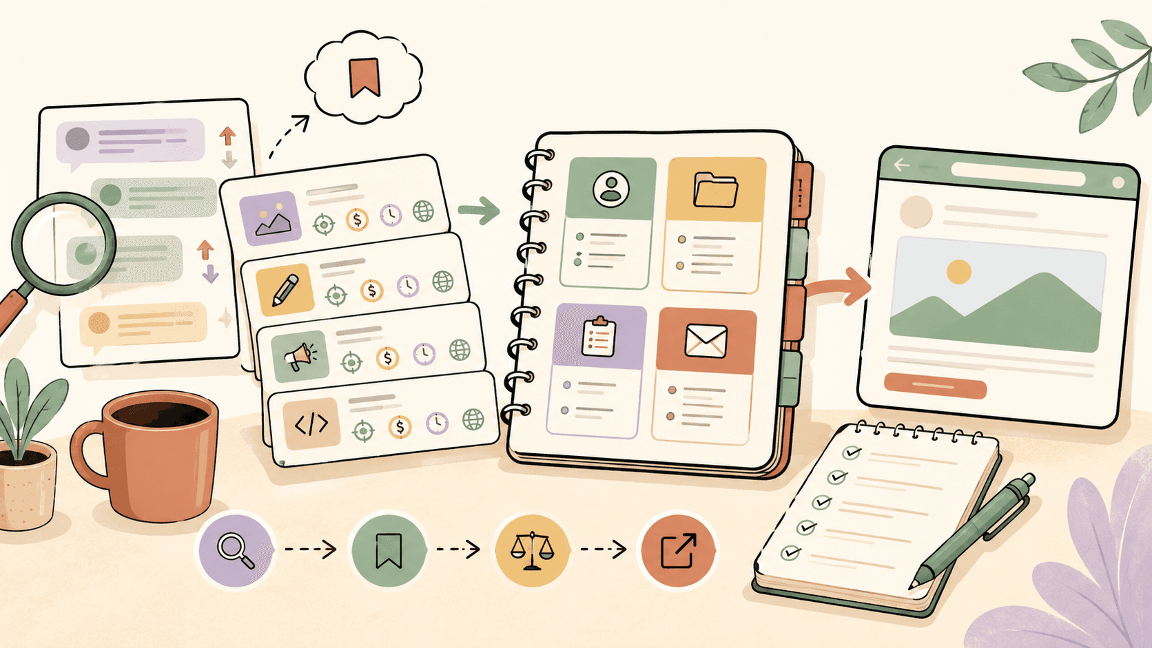 Editorial illustration for How to Organize Freelance Work as a Beginner: Leads, Clients, Projects, and Follow-Ups