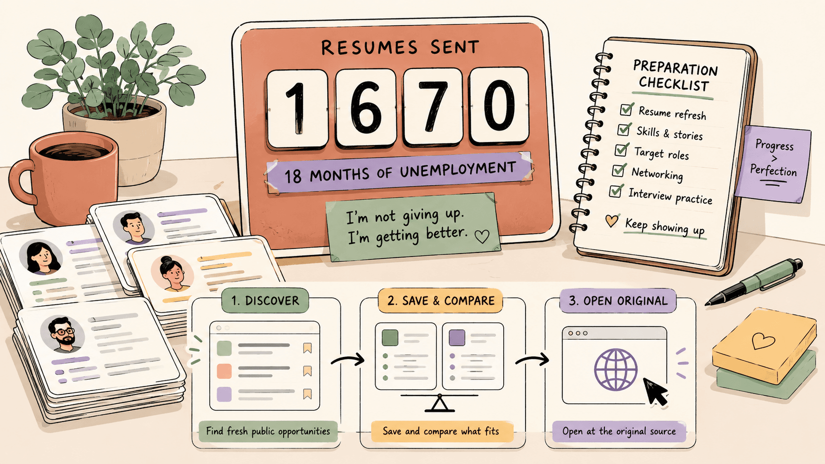 Editorial illustration for How to Recover When You Have Sent 1600 Resumes and Still Have No Job