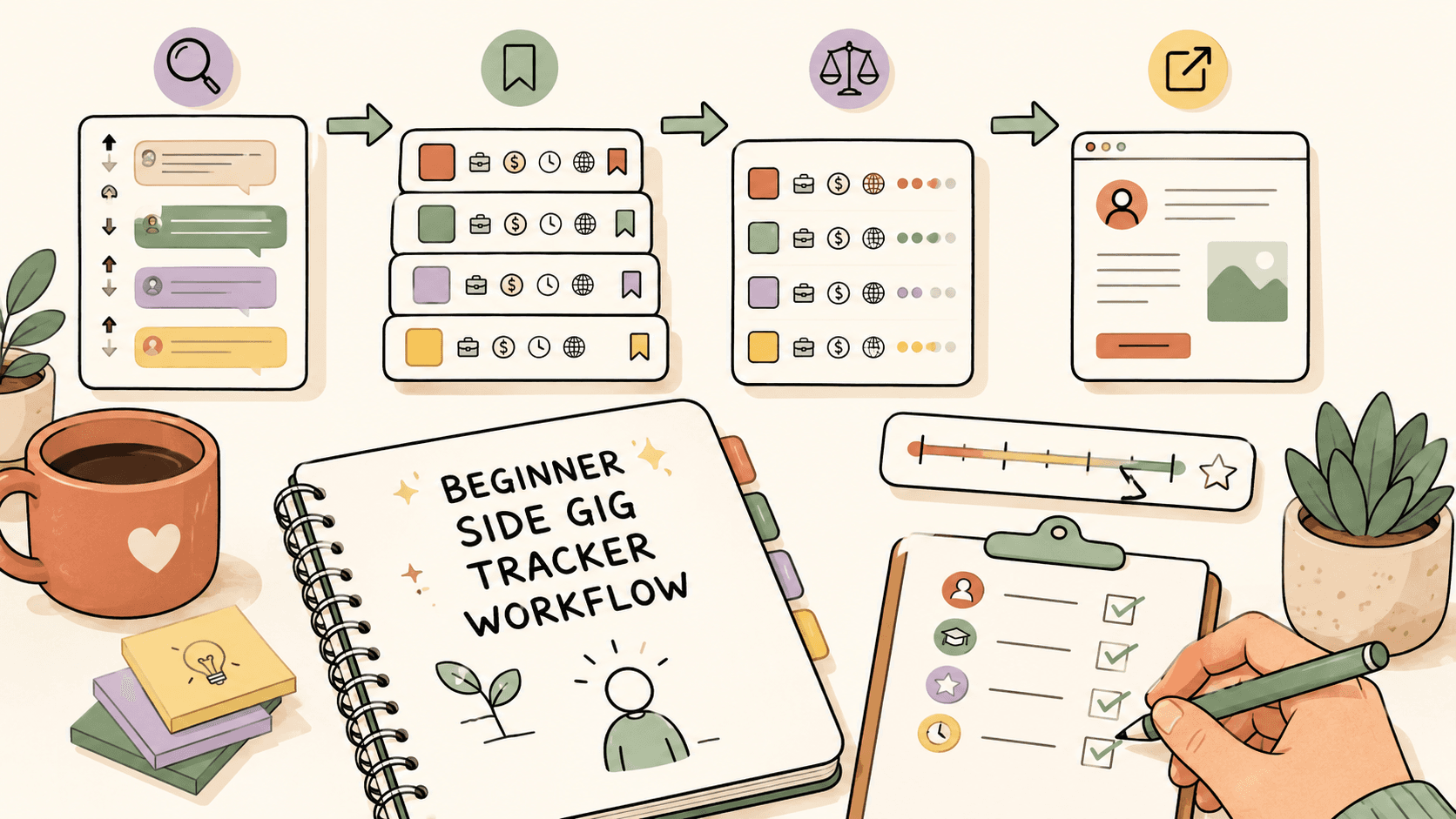 Editorial illustration for How to Track Side Gigs With No Experience: A Beginner Tracker Workflow