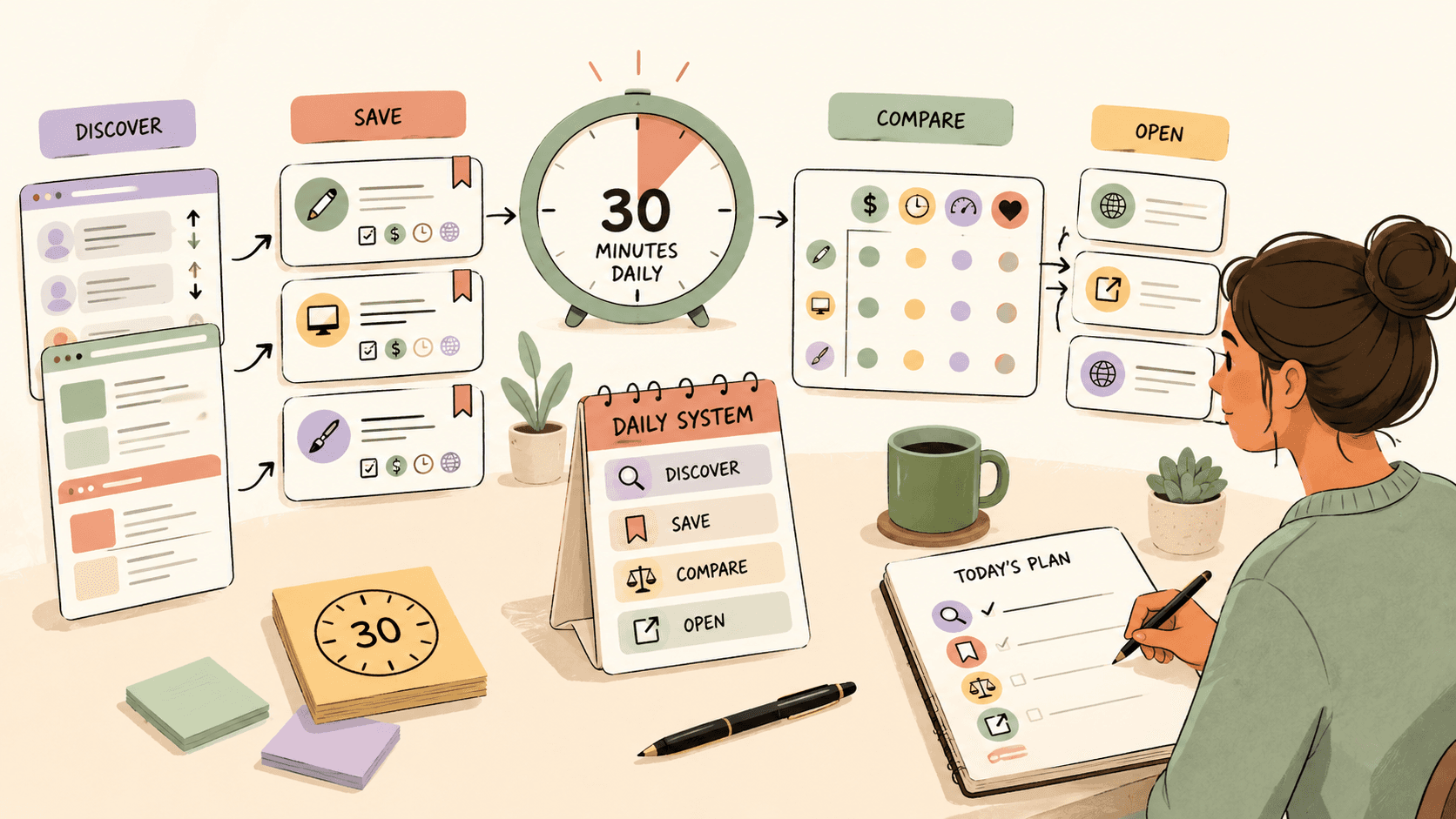 Editorial illustration for How to Track Side Gigs Without Wasting Time: A 30-Minute Daily System