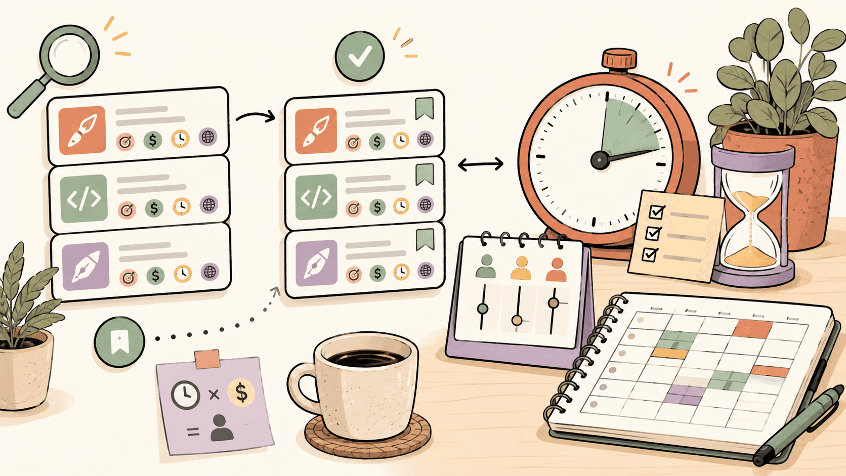 Editorial illustration for How to Track Your Hours as a Freelancer: Tools, Rates & Weekly System