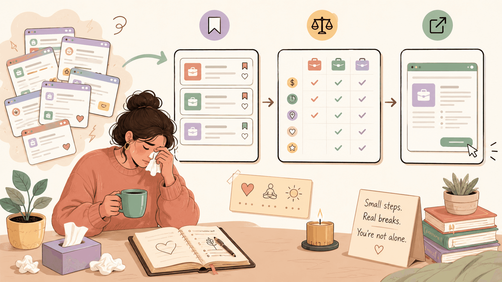 Editorial illustration for Job Search Burnout: What to Do When Applications Make You Cry