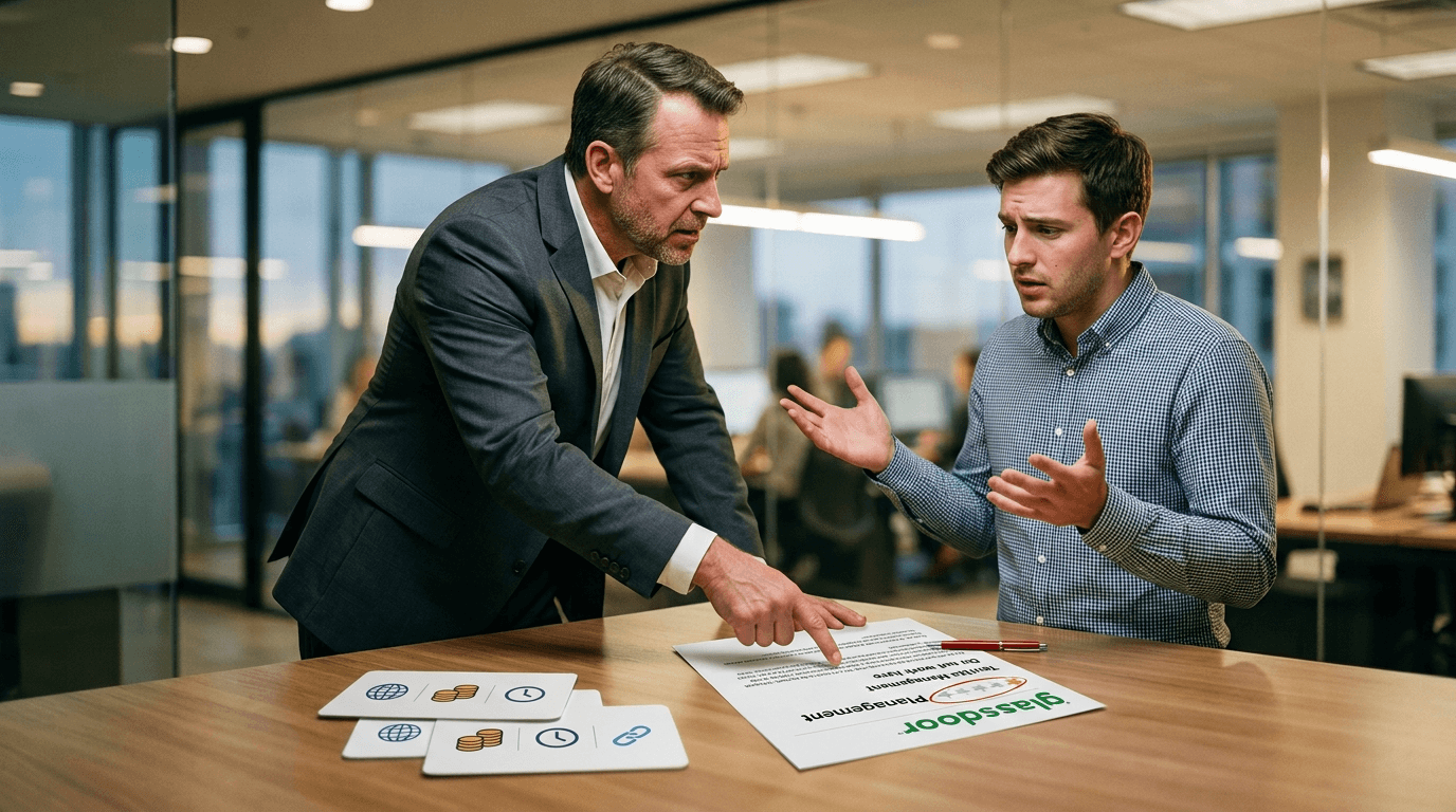 Editorial illustration for What Job Seekers Should Learn From a Boss Threatening to Fire Someone Over a Glassdoor Review
