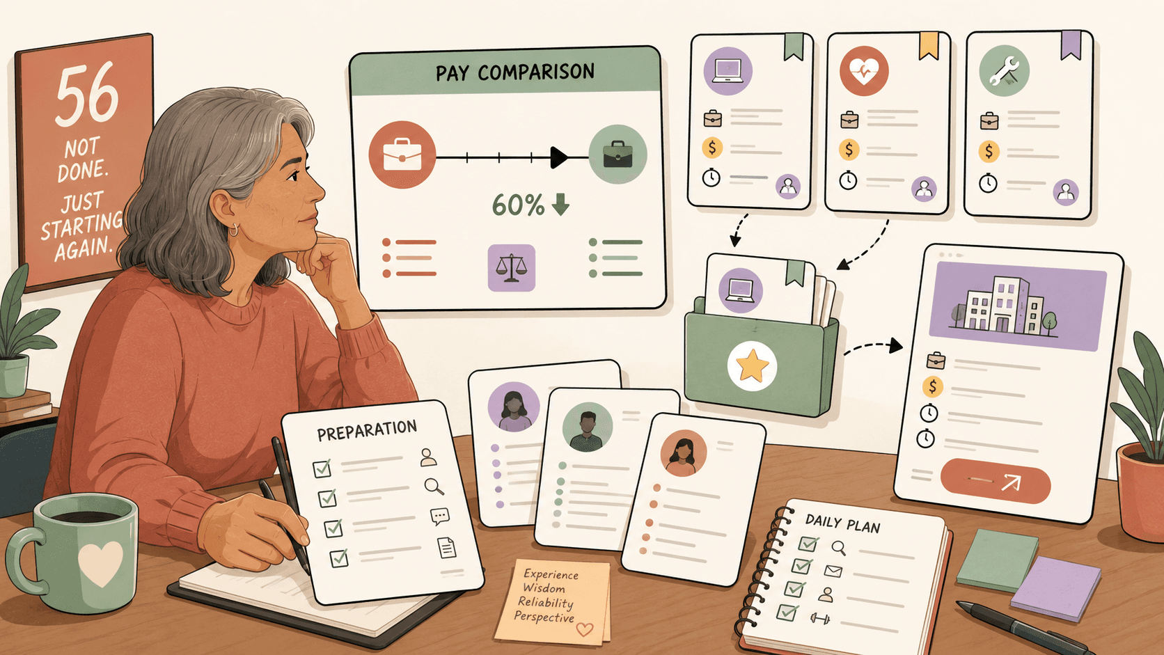 Editorial illustration for Laid Off at 56: What to Do When Nobody’s Giving You a Chance