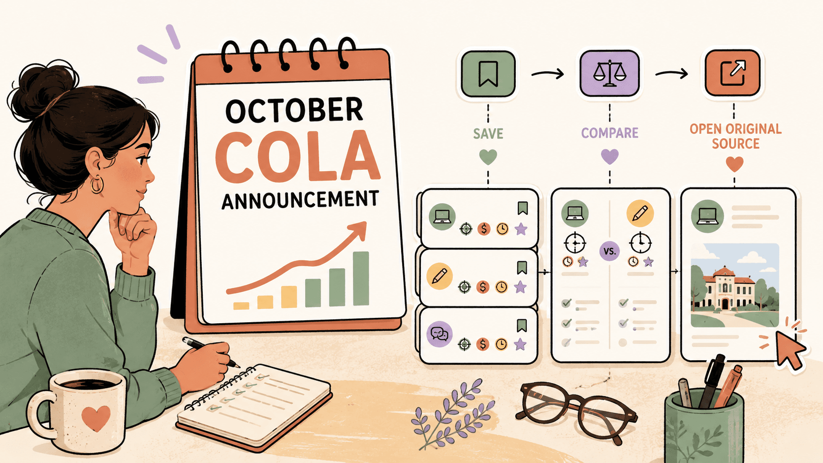 Editorial illustration for Social Security October COLA Announcement: How Workers Can Use the News to Find Extra Income