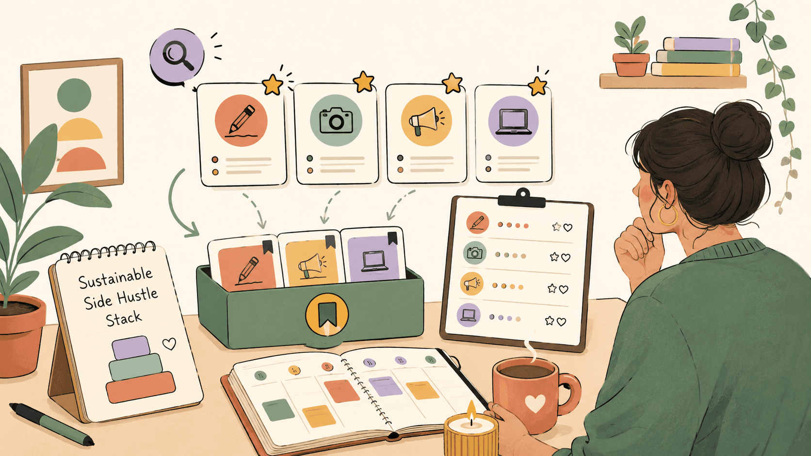 Editorial illustration for How to Stack Multiple Side Hustles Without Burning Out