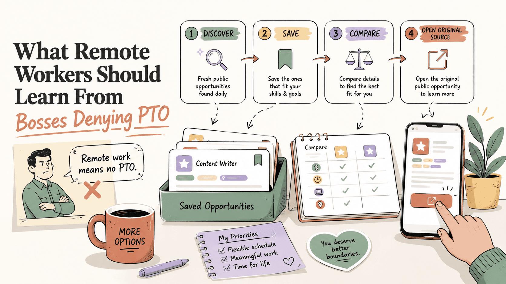 Editorial illustration for What Remote Workers Should Learn From Bosses Denying PTO