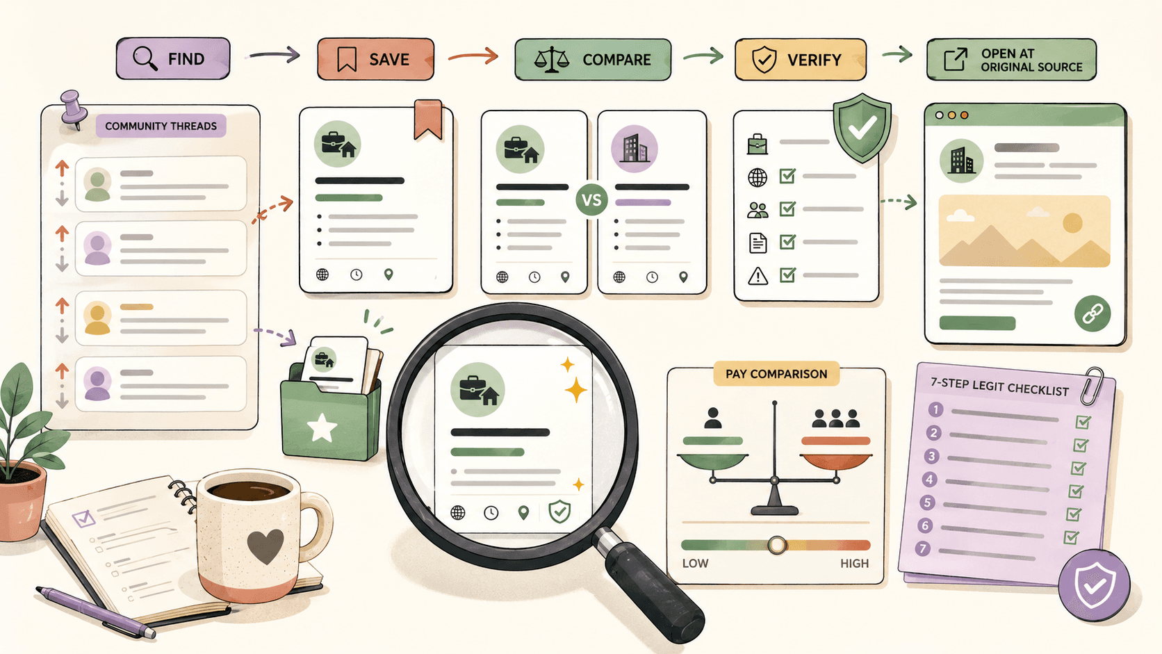 Editorial illustration for Where to Find Remote Jobs That Are Not Scams: 7 Legit Places and How to Verify Them